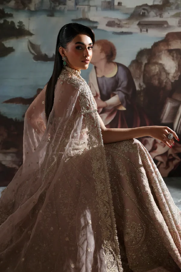 CELESTE velvet lehnga with embroidered organza panels and dupatta CELESTE Velvet Lehnga