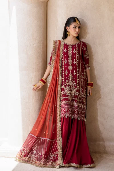 Embroidered Chiffon Suit | Roshan Luxury Three Piece Wedding