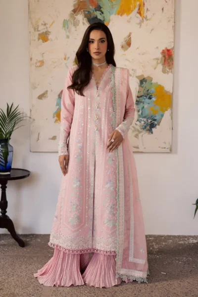 Embroidered-Lawn-Suit-with-Rajo-Net-Dupatta-Mazheen