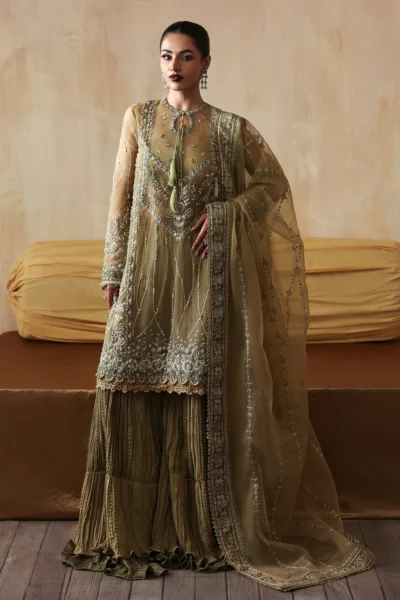 Embroidered Organza Suit Zarqash Luxury Three Piece Formal