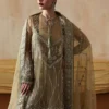 Areezah Festive Women's Ensemble with embroidered Indian tissue shirt and organza dupatta