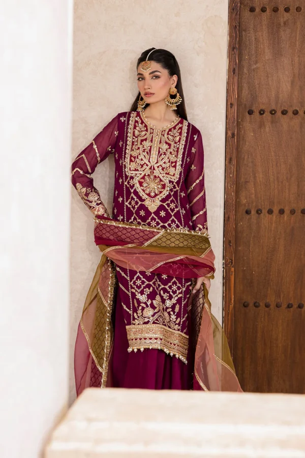 Miraka Embroidered Cotton Net Ensemble Luxury Formal Wear (2) Miraka Embroidered Cotton Net Ensemble