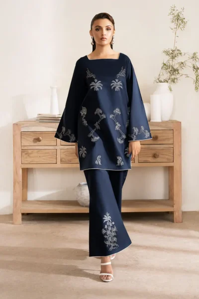 Opal Embroidered Cotton Suit Elegant Two-Piece Outfit Edit