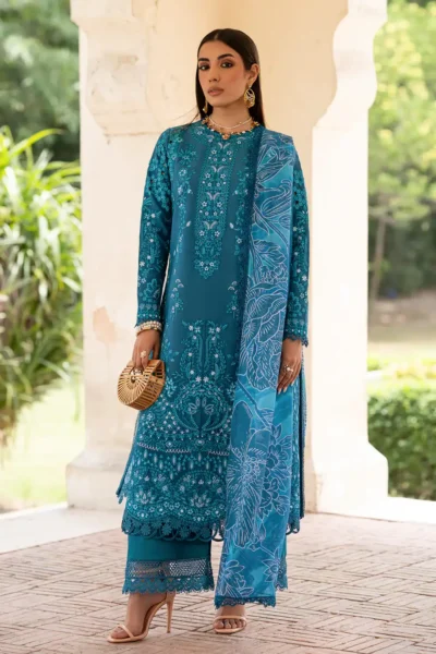 Sarvenia Embroidered Lawn Suit Refined Three-Piece Outfit