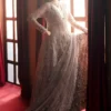 Shahana embroidered net outfit with embellished bodice and dupatta