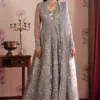 Shahana embroidered net outfit with embellished bodice and dupatta