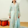 Avya embroidered printed lawn suit with voil dupatta