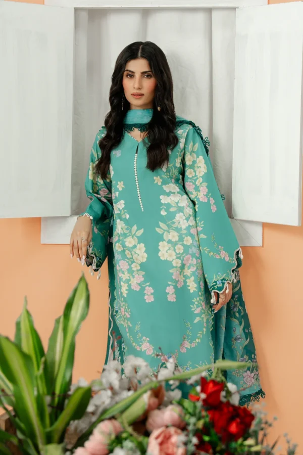 Lazuli printed lawn suit with voil dupatta