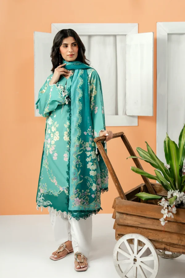 Lazuli printed lawn suit with voil dupatta