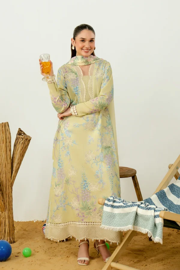 Mistral embroidered printed lawn suit with voil dupatta