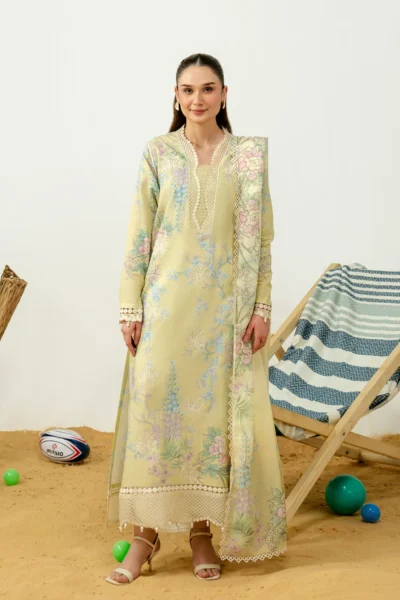 Mistral Embroidered Printed Lawn Suit With Voil Dupatta (7) Mistral Embroidered Printed Lawn Suit With Voil Dupatta
