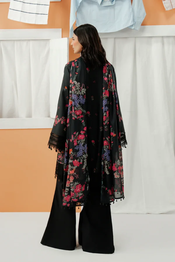 Nerina embroidered printed lawn suit with silk dupatta