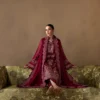 Poise embroidered chiffon formal suit with raw silk pants
