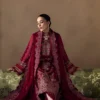 Poise embroidered chiffon formal suit with raw silk pants