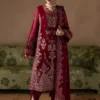Poise embroidered chiffon formal suit with raw silk pants